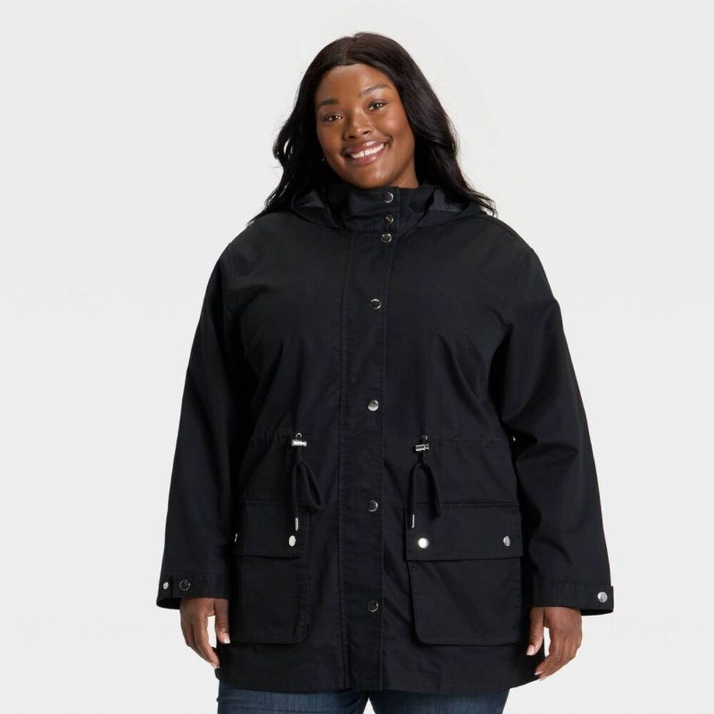 Women's Rain Jacket - Ava & Viv Black 1X